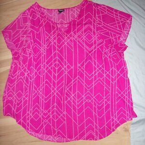 Torrid 4 size 4x 4 x casual dress womens pink print shirt blouse pretty light